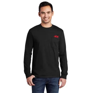 Artcraft XL Sizes Unisex Long Sleeve Round Neck Black Pocket T-Shirt