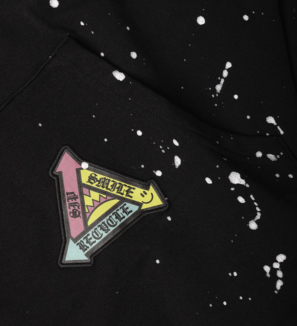 Black Paint Splatter Cotton Hoodie