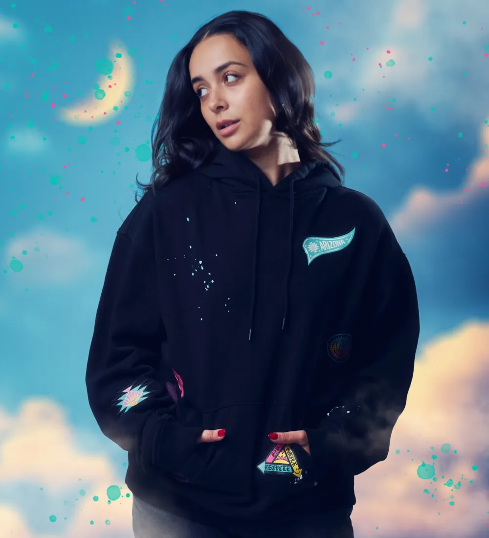 Black Paint Splatter Cotton Hoodie