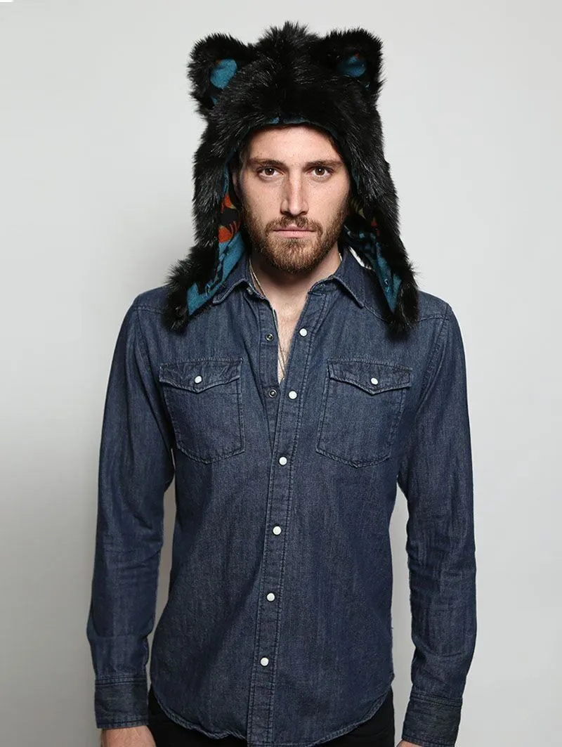 Black Wolf Faux Fur Half Hood