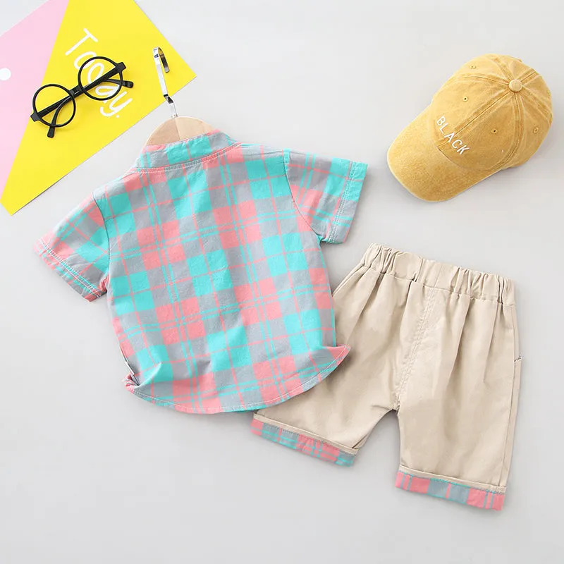 Boys Vintage Pastel Plaid 2 Pcs Set - ONLY 4 LEFT !!!