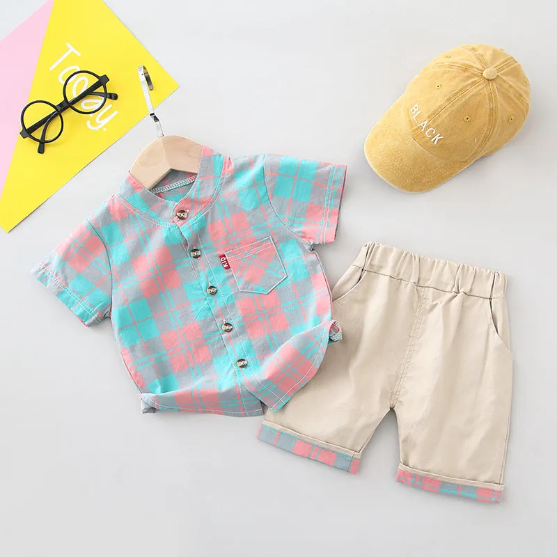 Boys Vintage Pastel Plaid 2 Pcs Set - ONLY 4 LEFT !!!