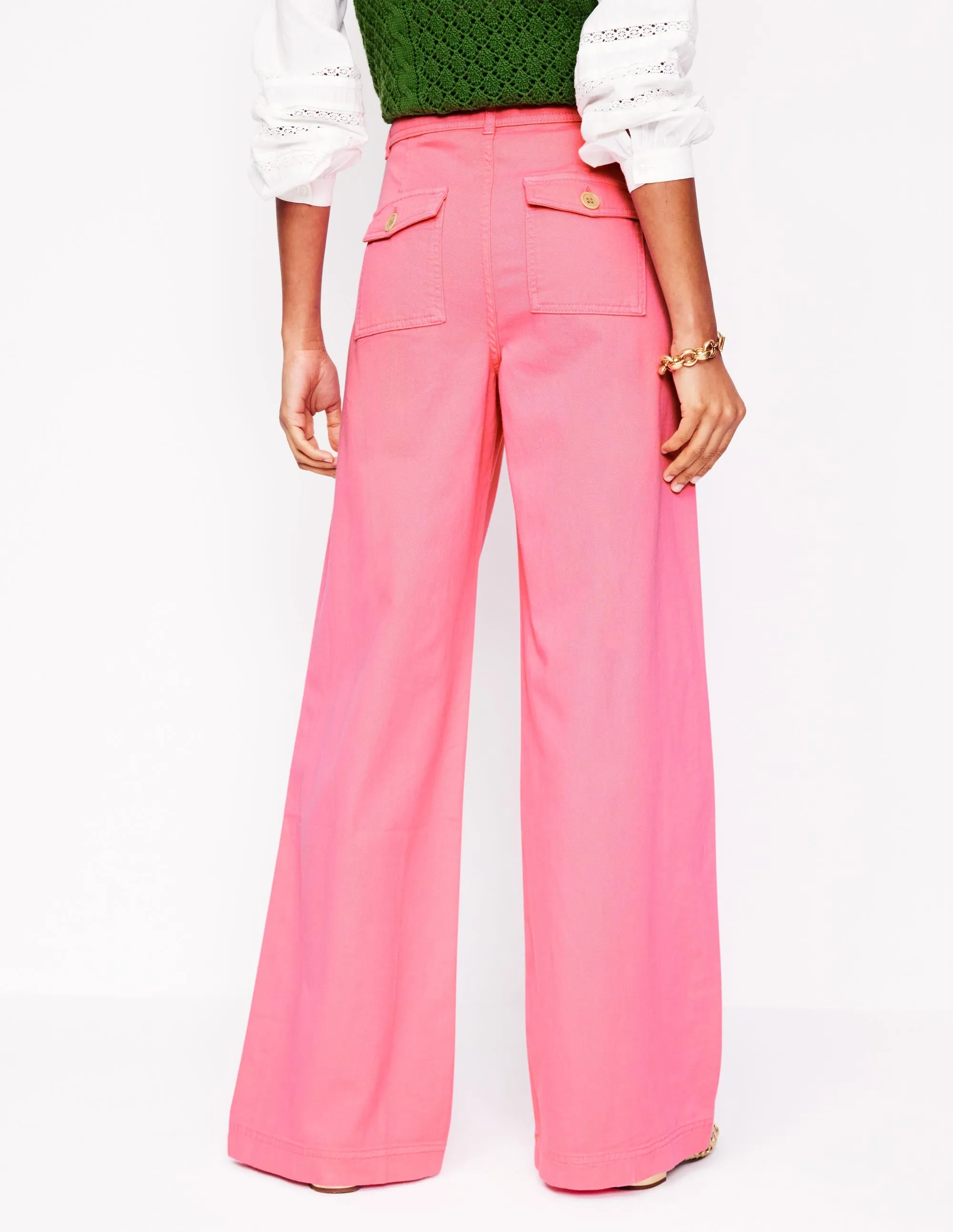Brompton Wide Leg Trousers-Pink Rose