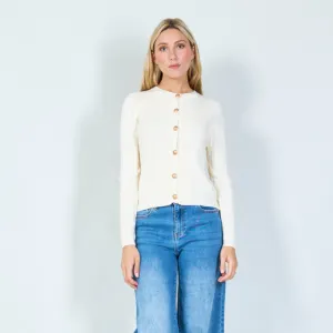 Classic button-up cardigan with ribbed design wholesale