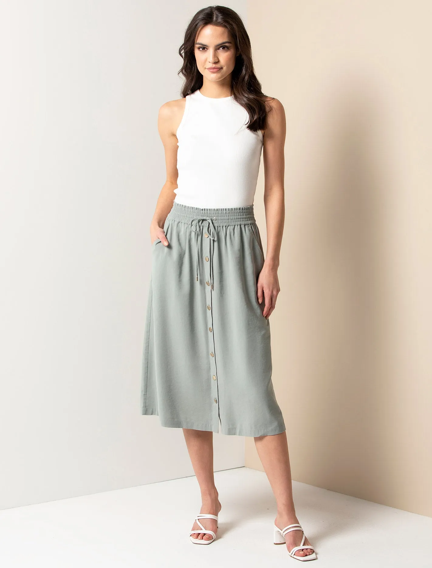 Cora Elasticated Midi Skirt