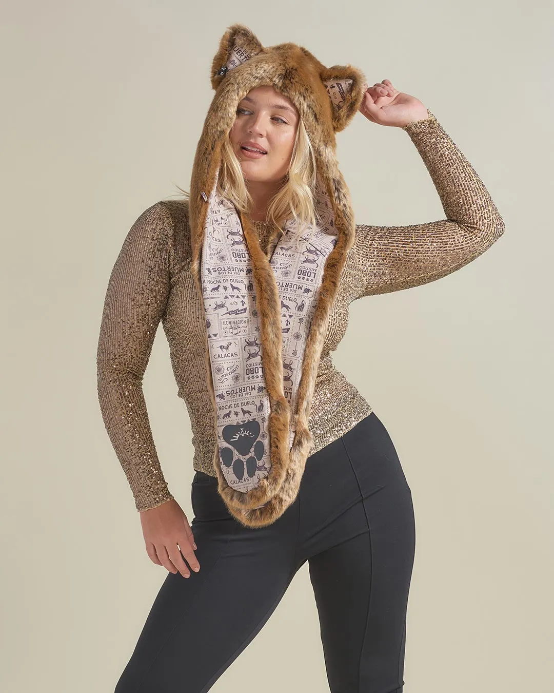 Coyote Dia De Los Muertos Luxe Collector Edition Faux Fur Hood | Women's