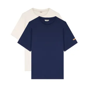 Deux T-shirts Homme Marine/Écru - Coffret Cadeau