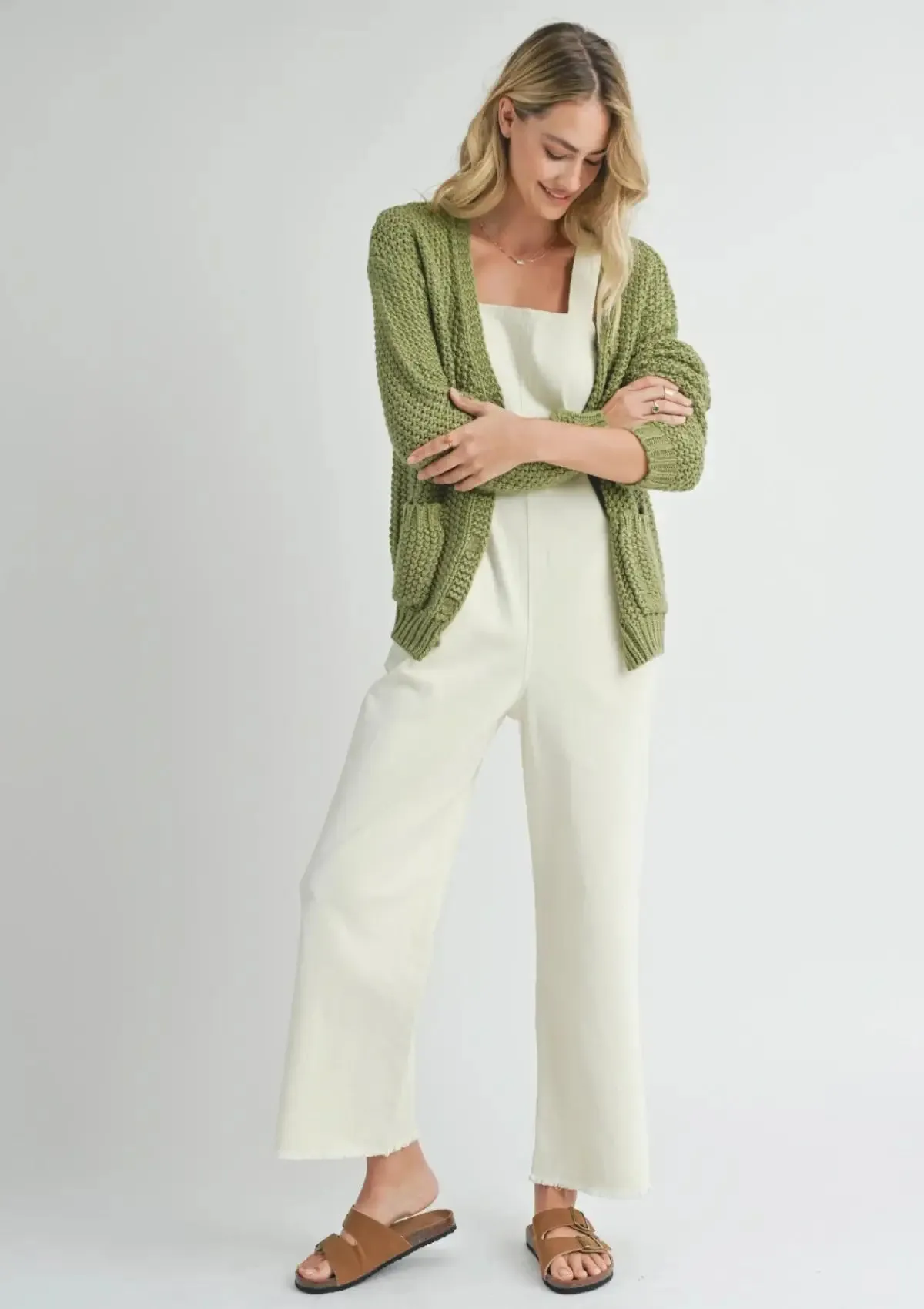 Eleanor Button Down Cardigan - Matcha