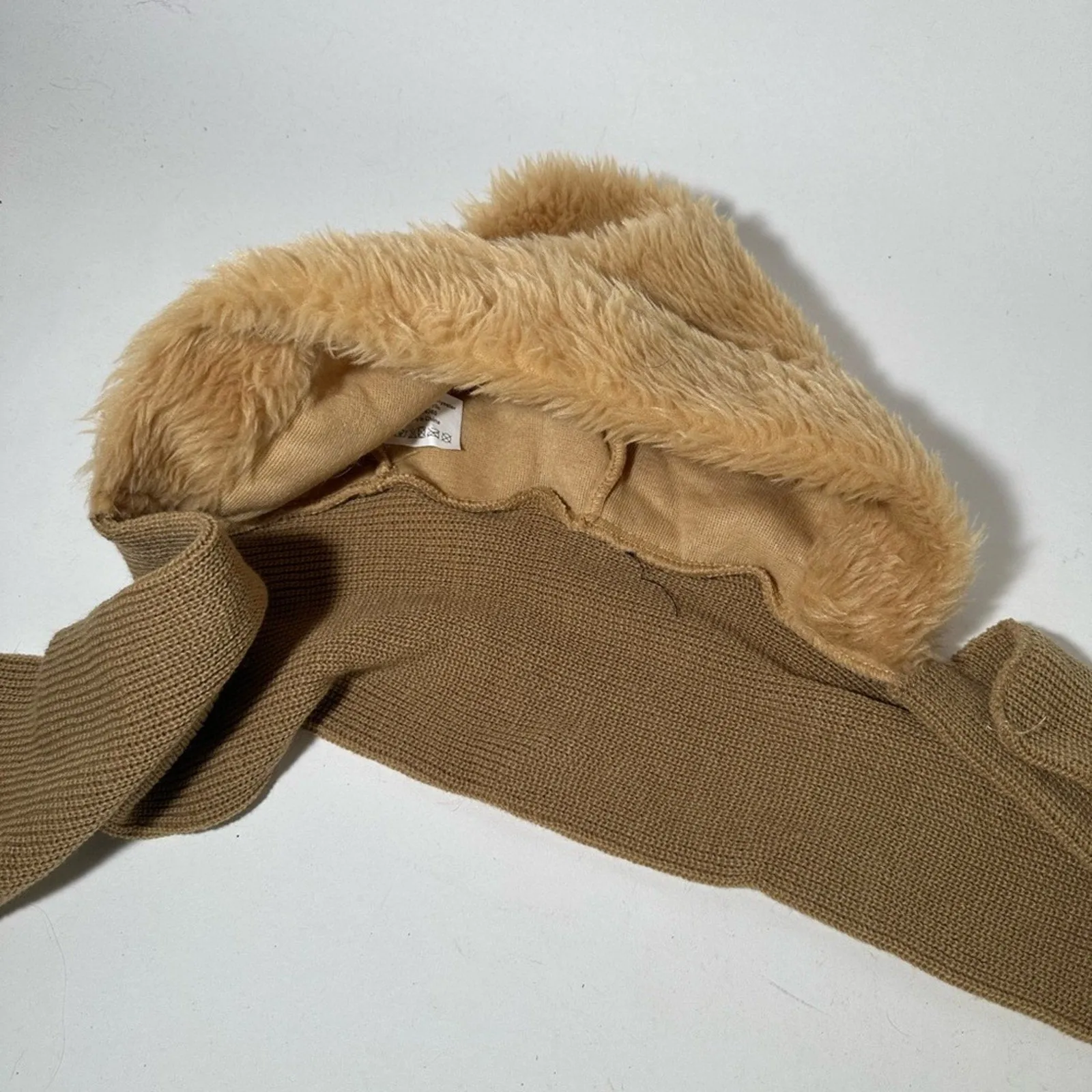Elegant Tan Scarf with Faux Fur