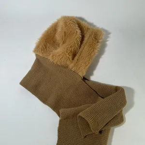 Elegant Tan Scarf with Faux Fur