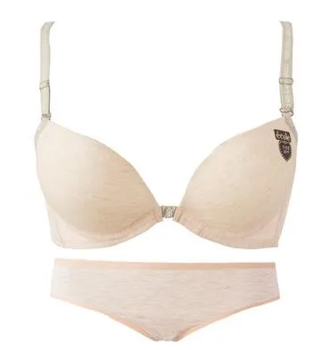 Fashion Cotton sexy Front Closure deep v bra Sets Seamless Push up Adjustable 3/4 Cup Bra & Comfortable Panties Sets