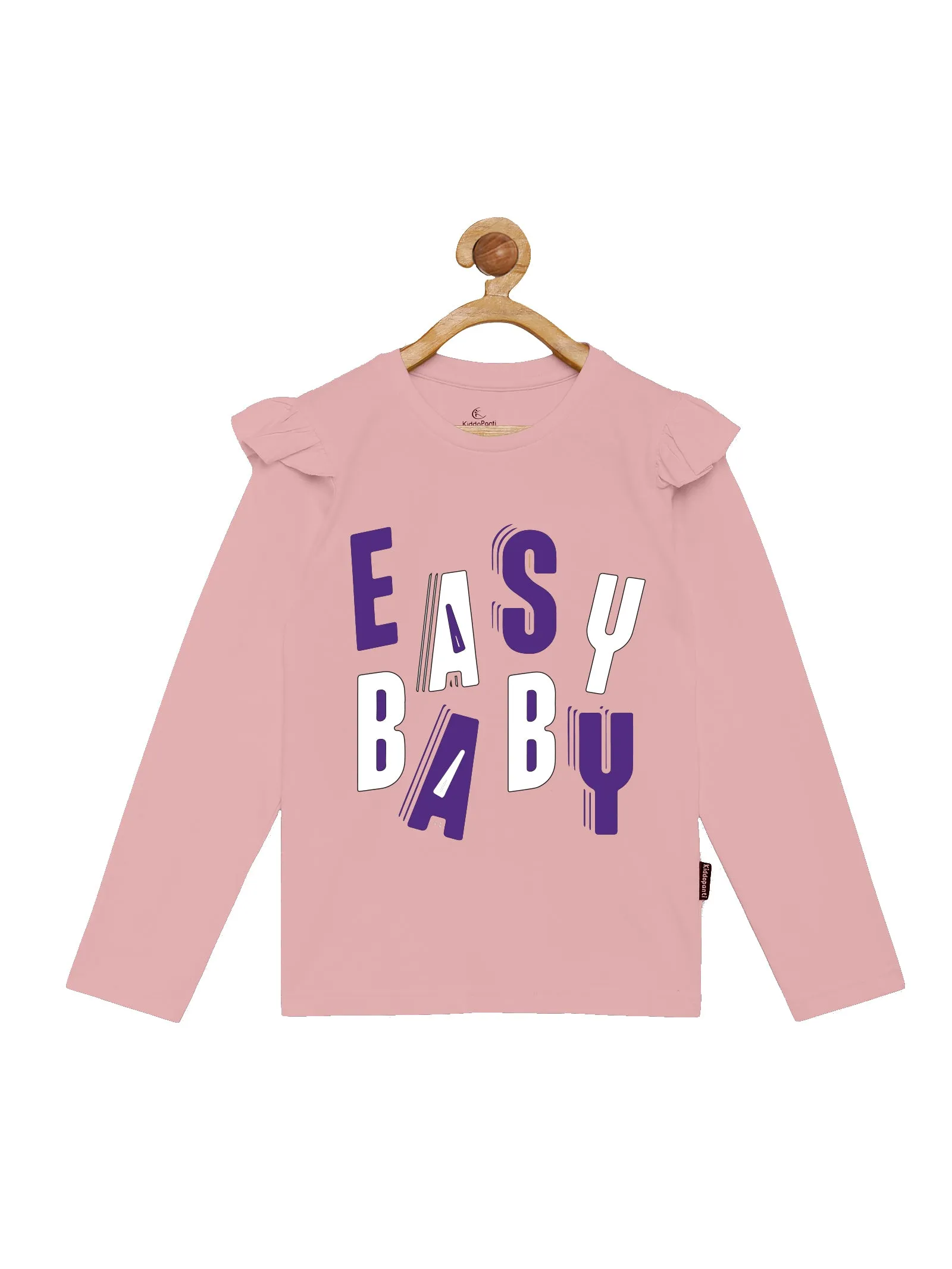 Girl's Printed Full Sleeve Tee & Solid Track Pant Set