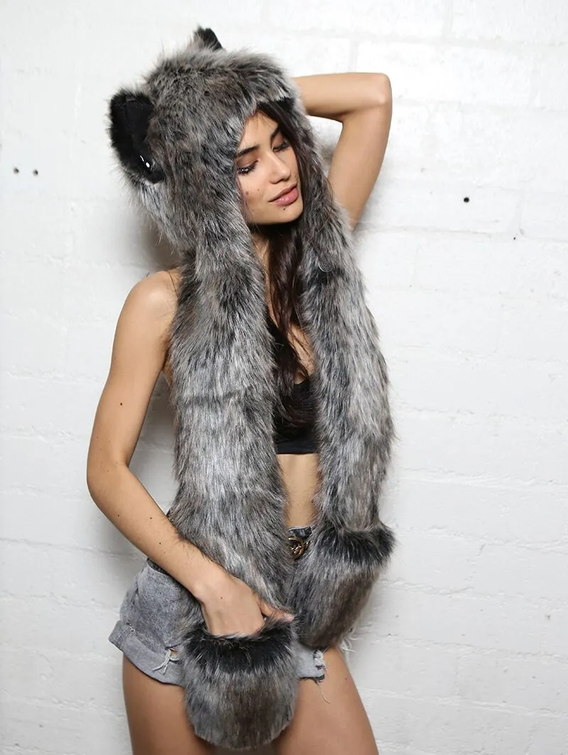 Grey Wolf Faux Fur Hood | Women's