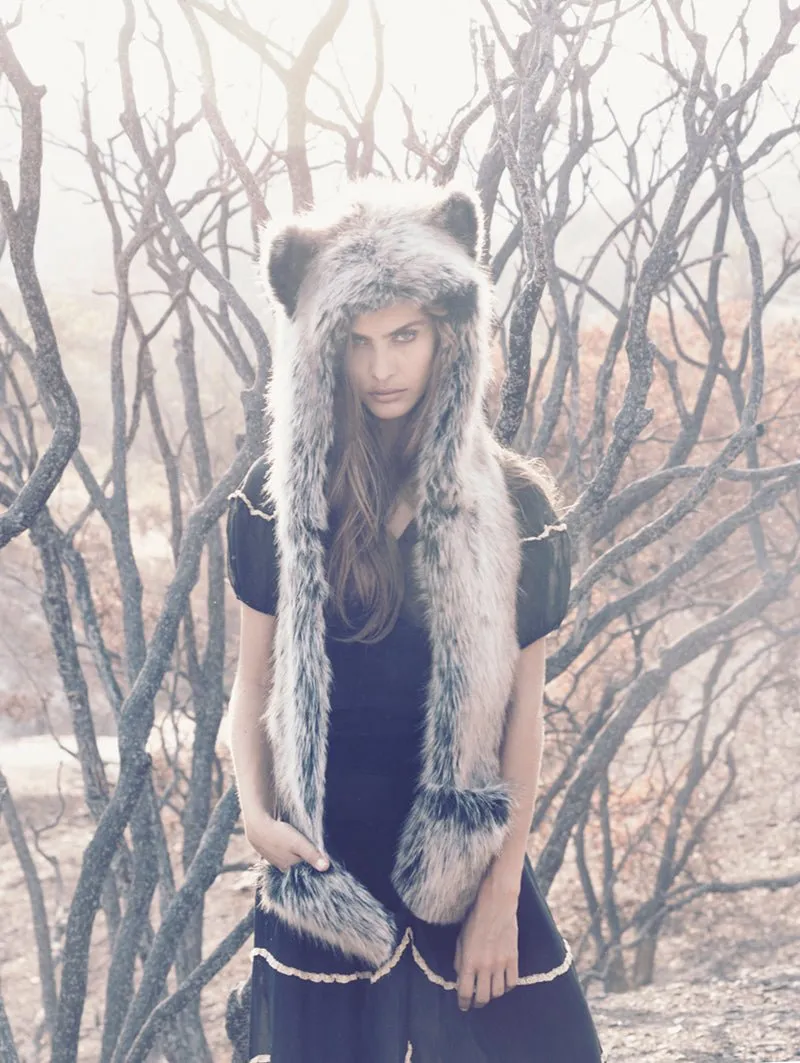 Grey Wolf Faux Fur Hood | Women's