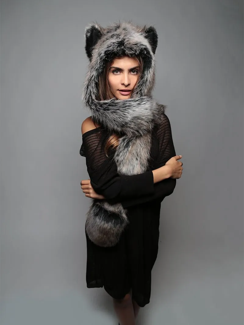 Grey Wolf Faux Fur Hood | Women's