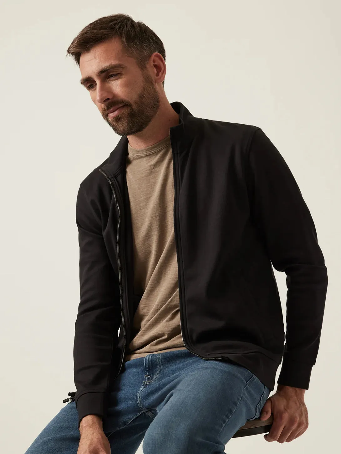 High Neck Zip Up - Black