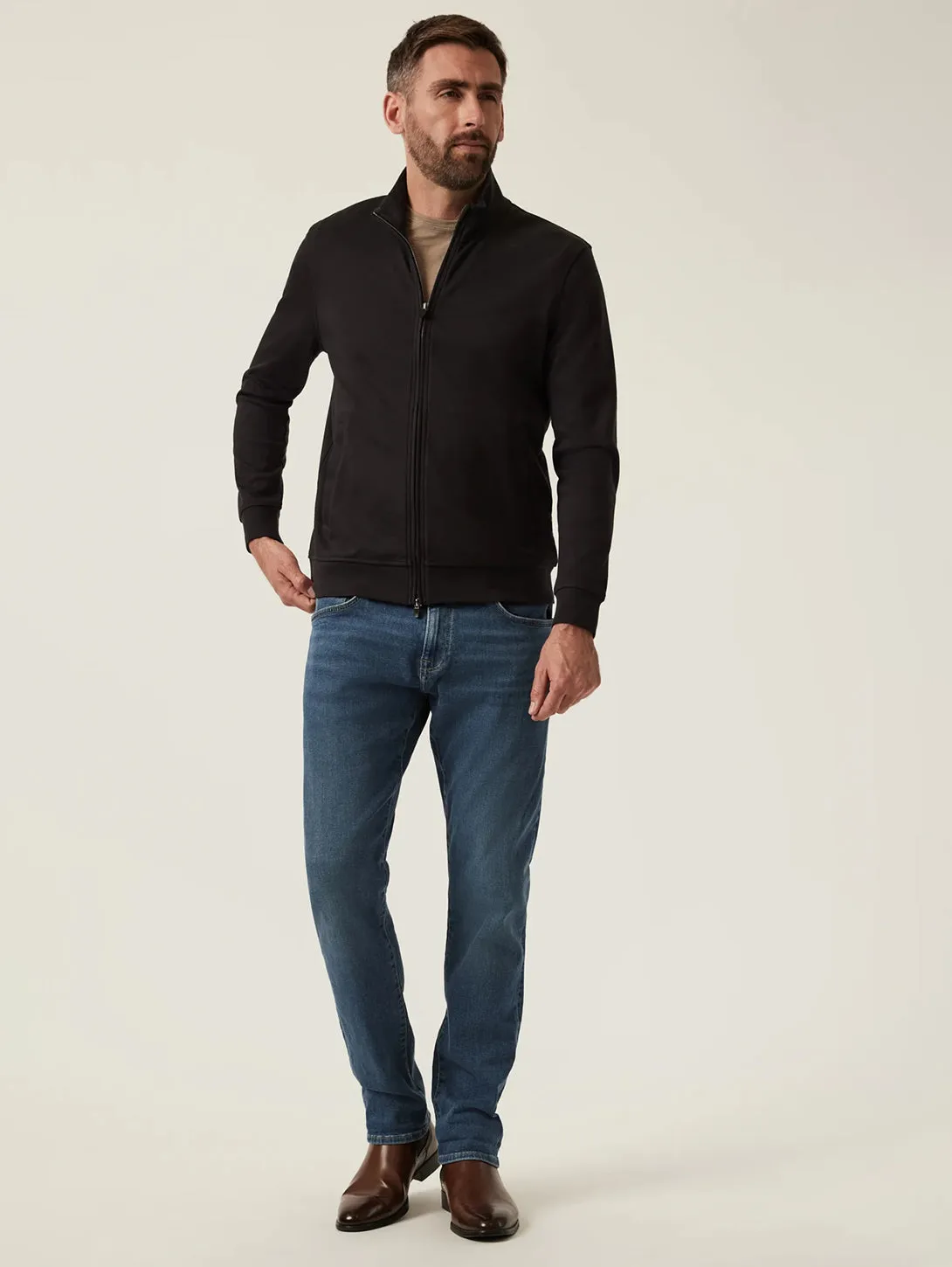 High Neck Zip Up - Black