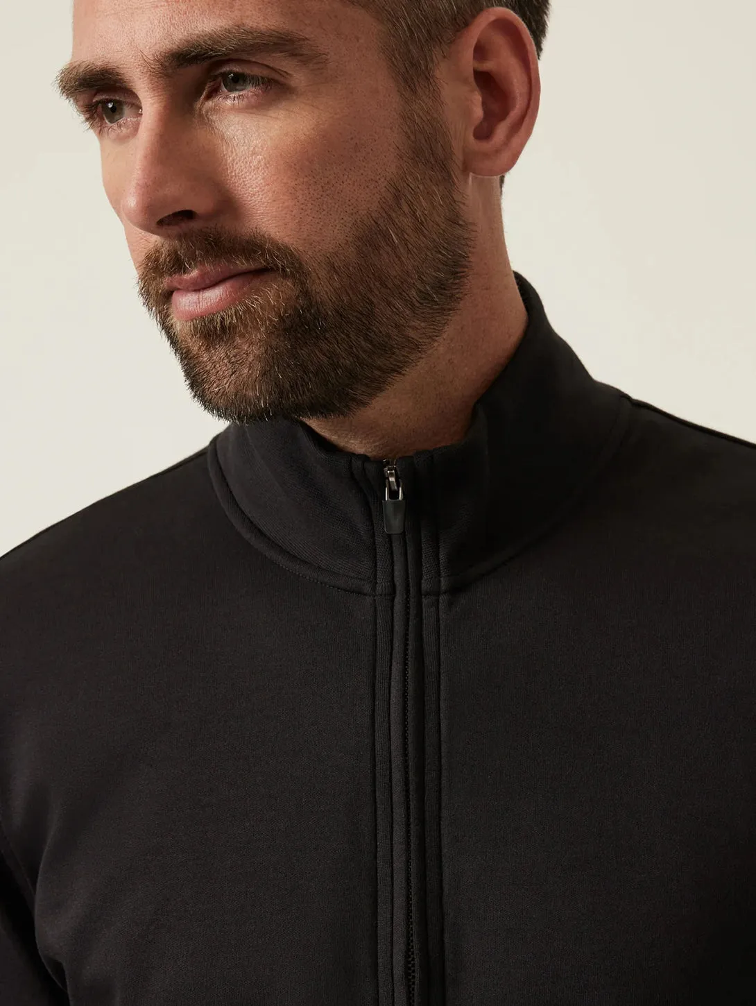 High Neck Zip Up - Black