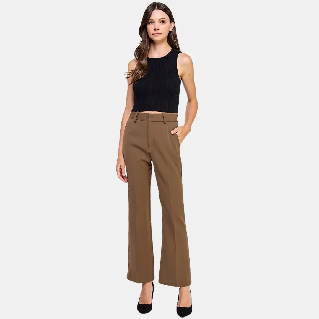 High-Waisted Flared Trousers (Mocha)