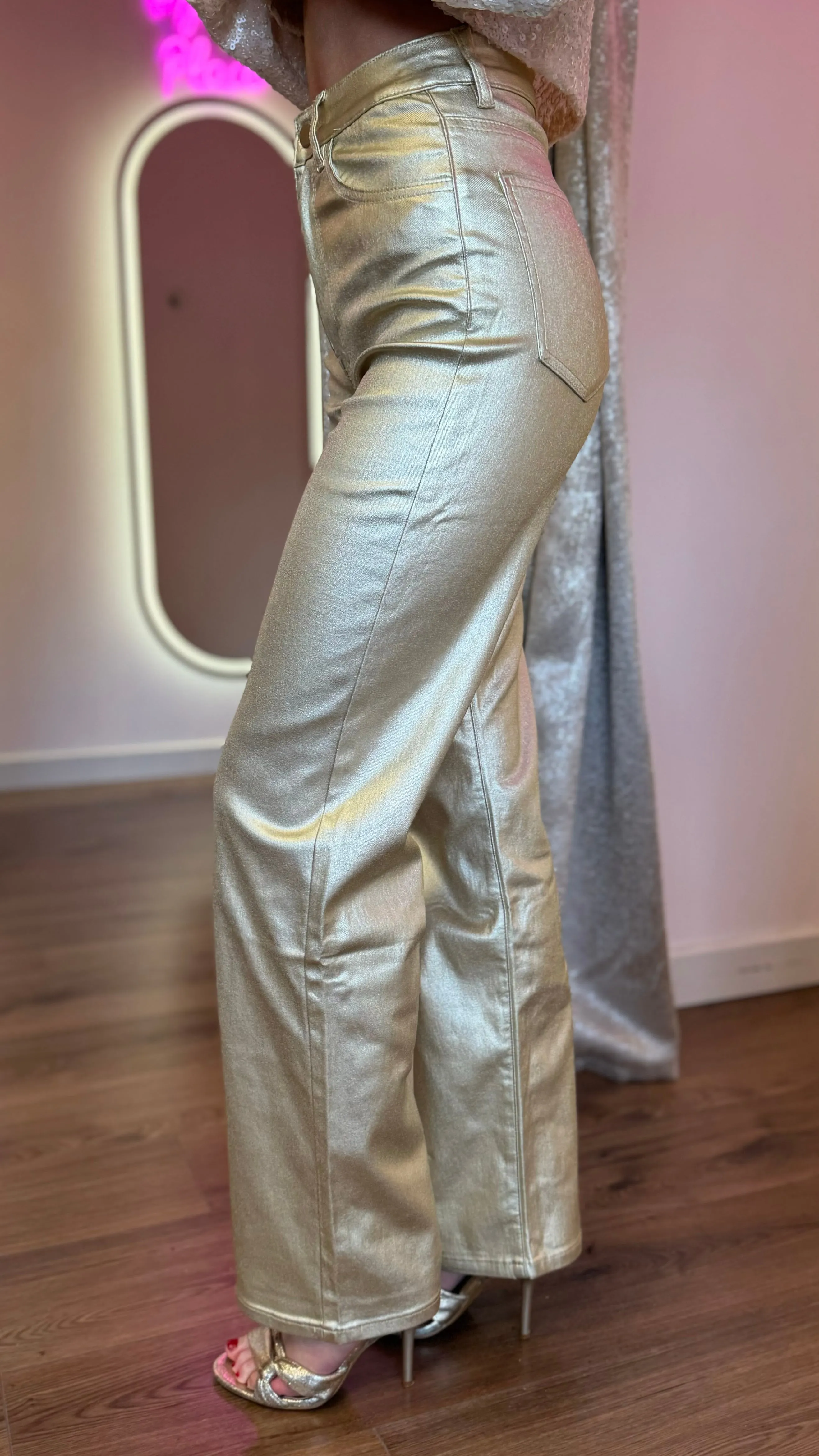 Huxley Gold Coated Straight Leg Trousers