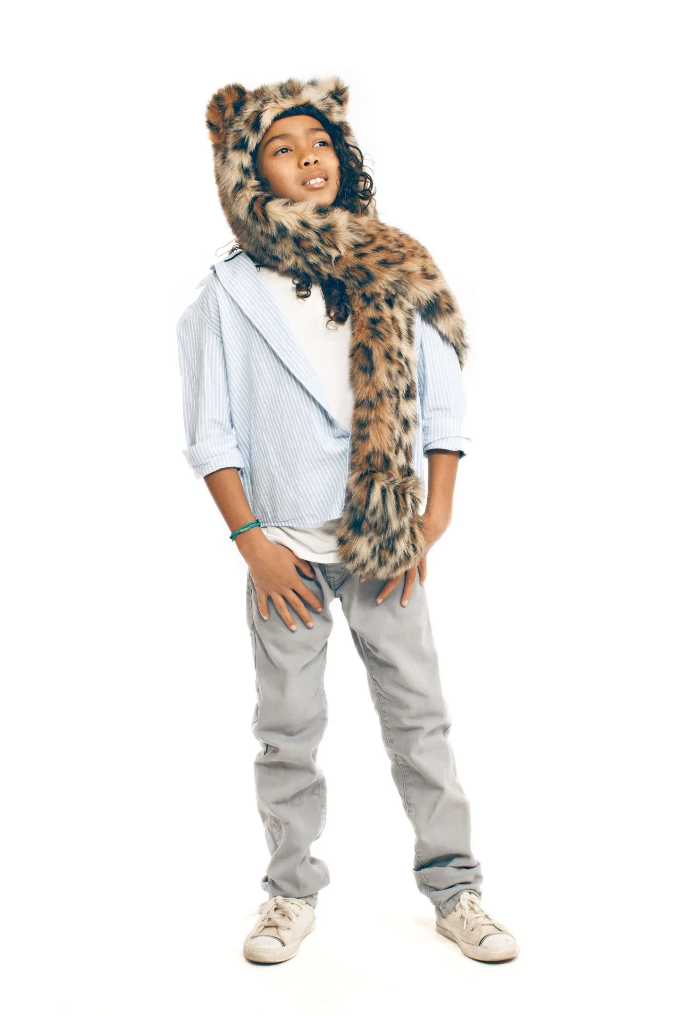 Kids Leopard Faux Fur SpiritHood