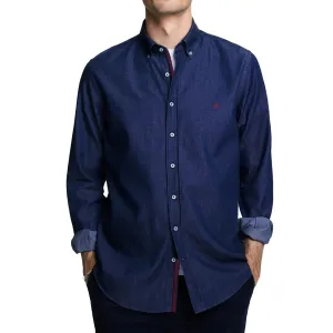 Men's Denim Button-Down Long Sleeve Shirt