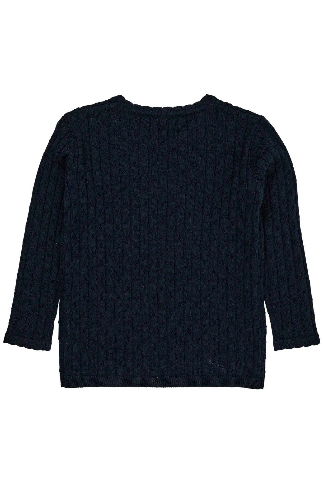 MERINO CLASSIC POINTELLE BLOUSE - NAVY