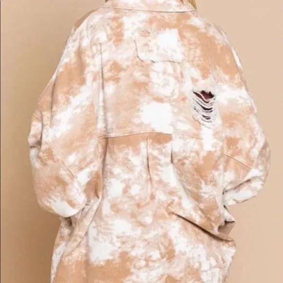 OPHELIA OVERSIZED DISTRESSED SHACKET- POL
