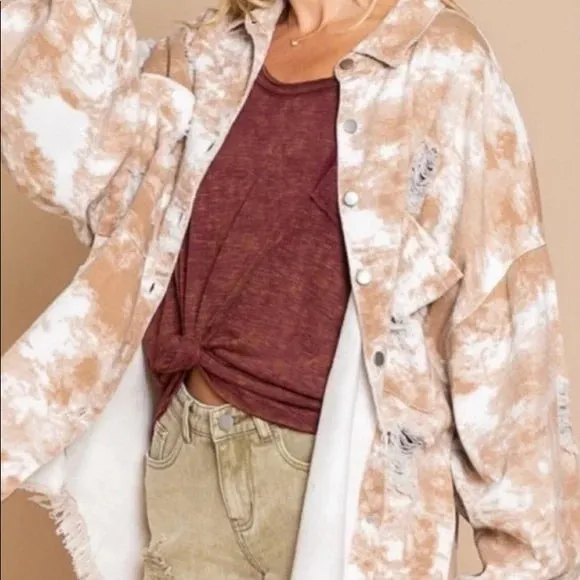OPHELIA OVERSIZED DISTRESSED SHACKET- POL