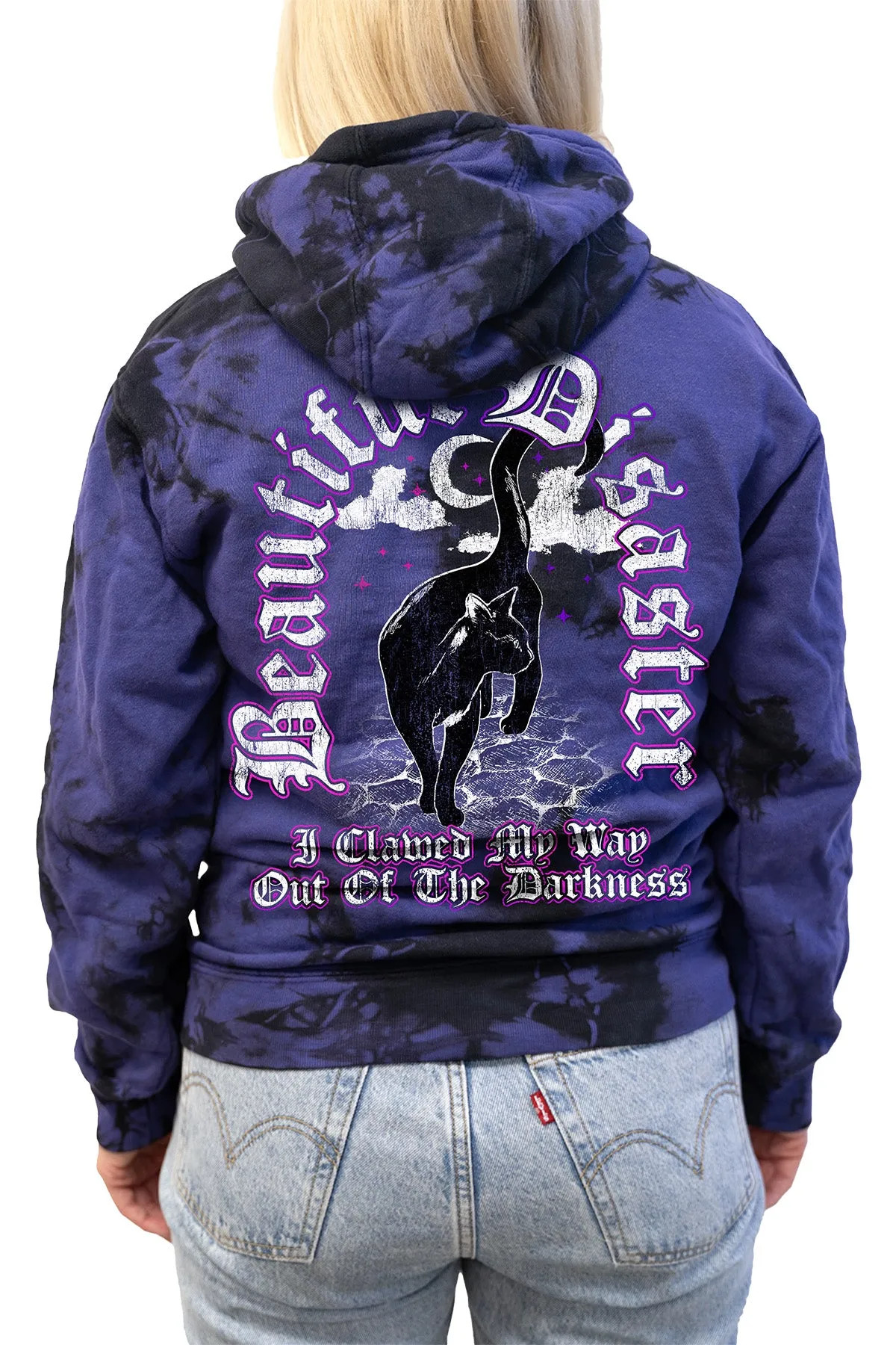 Out Of The Darkness Tie Dye Pullover Hoodie - Purple/Black