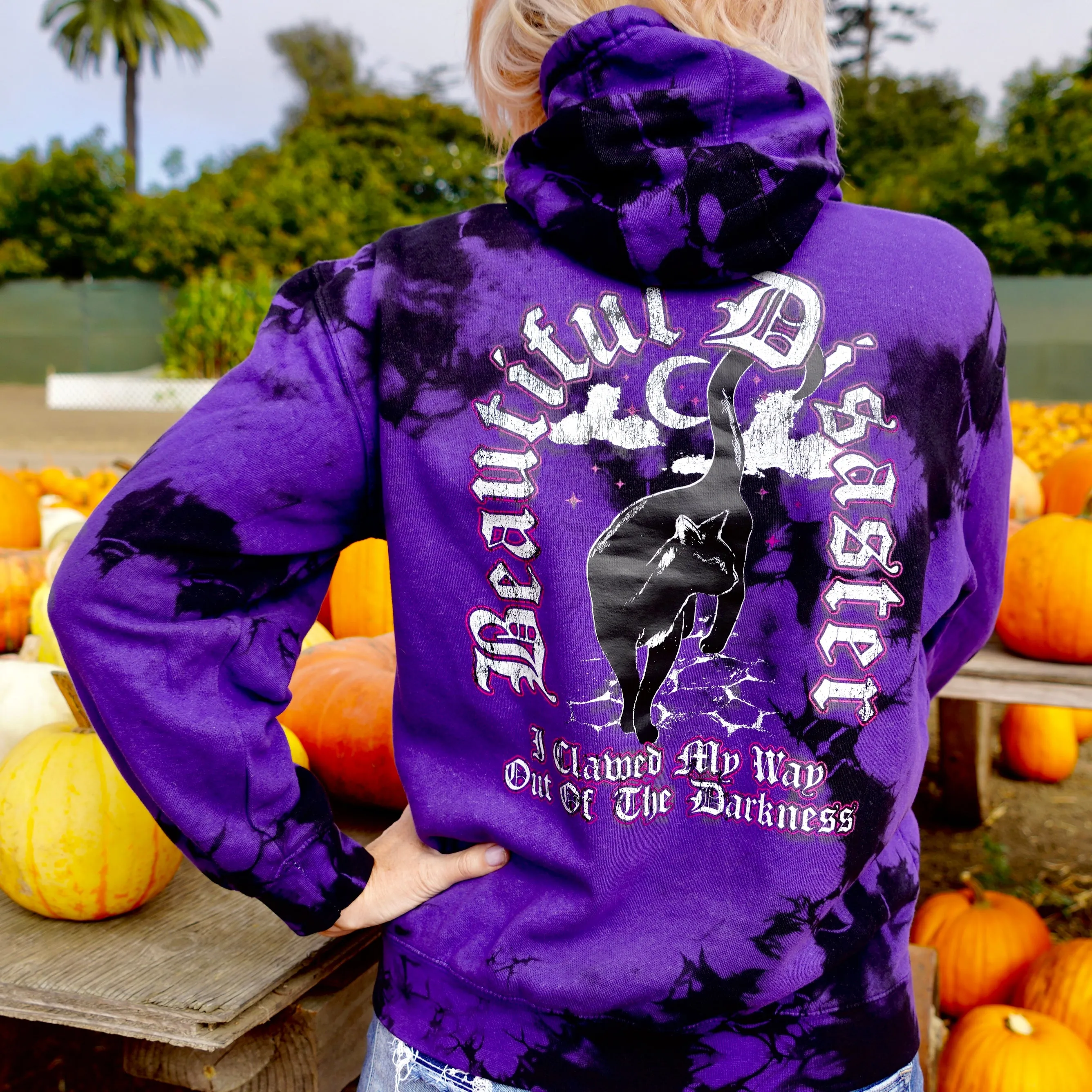 Out Of The Darkness Tie Dye Pullover Hoodie - Purple/Black