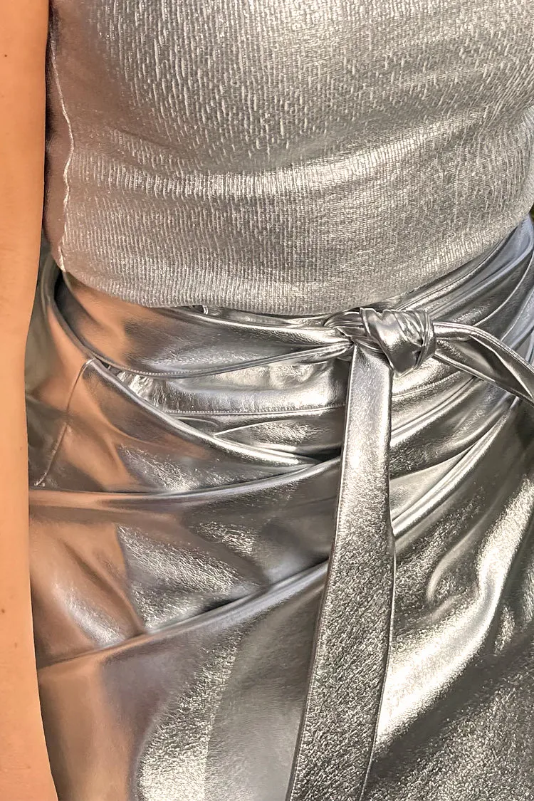 Silver Vegan Leather Jaspre Skirt