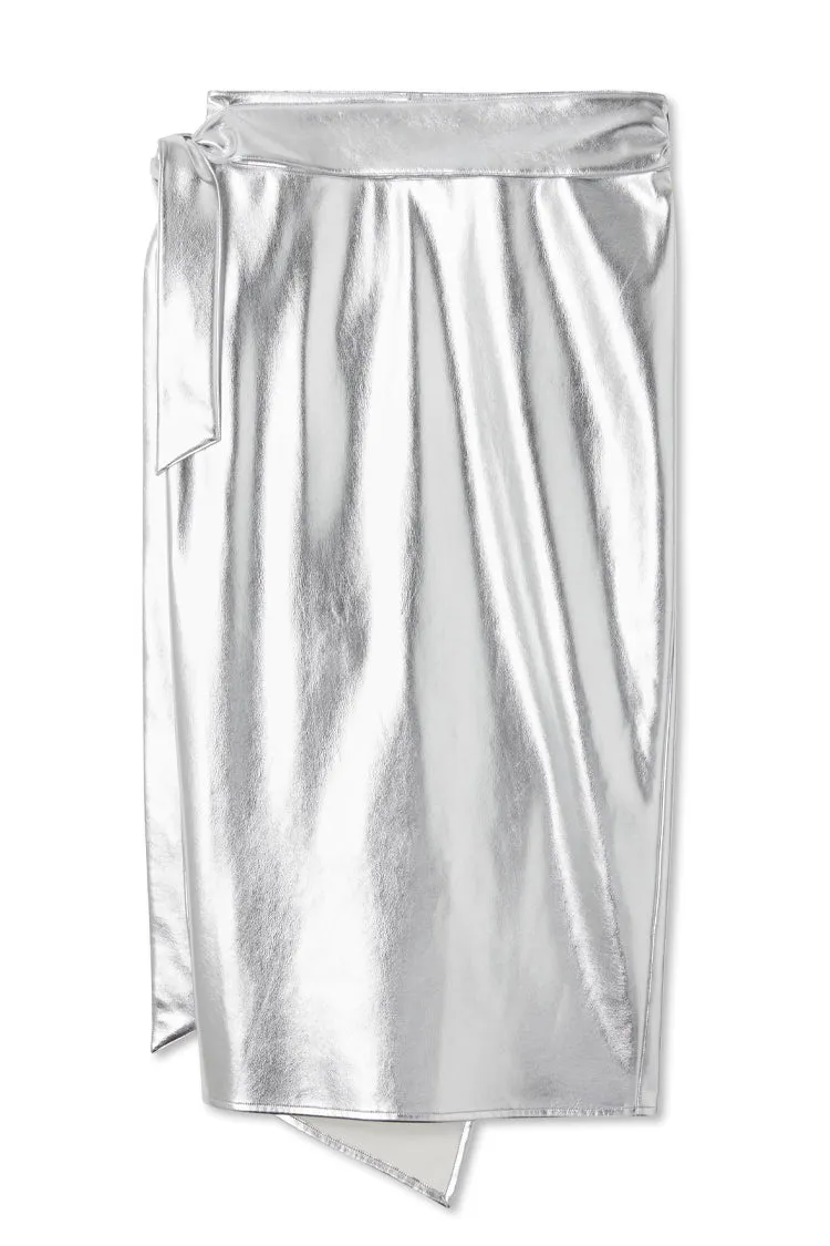 Silver Vegan Leather Jaspre Skirt