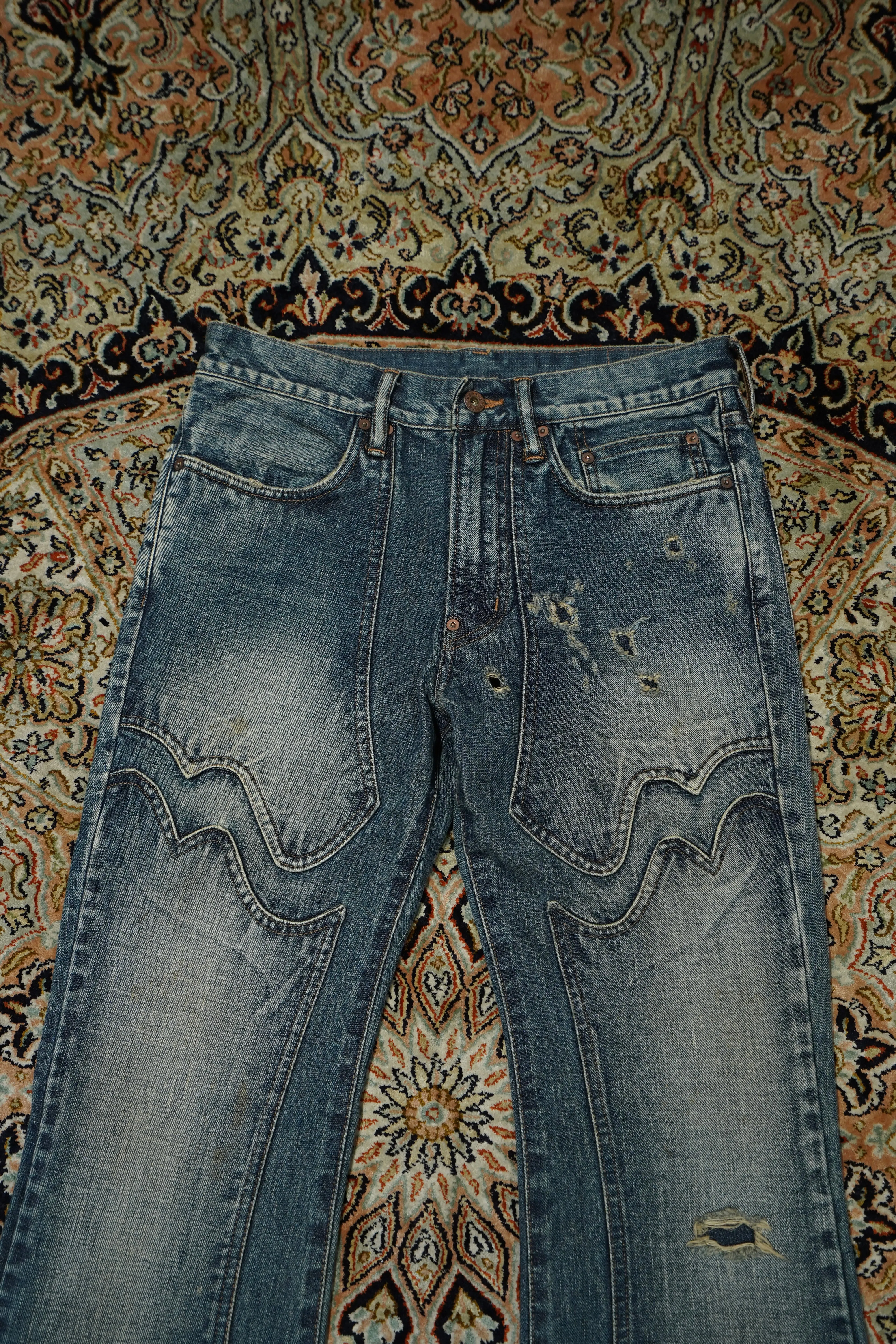SUGARHILL FADED MODERN WESTERN FLARED TROUSERS (FADED INDIGO)