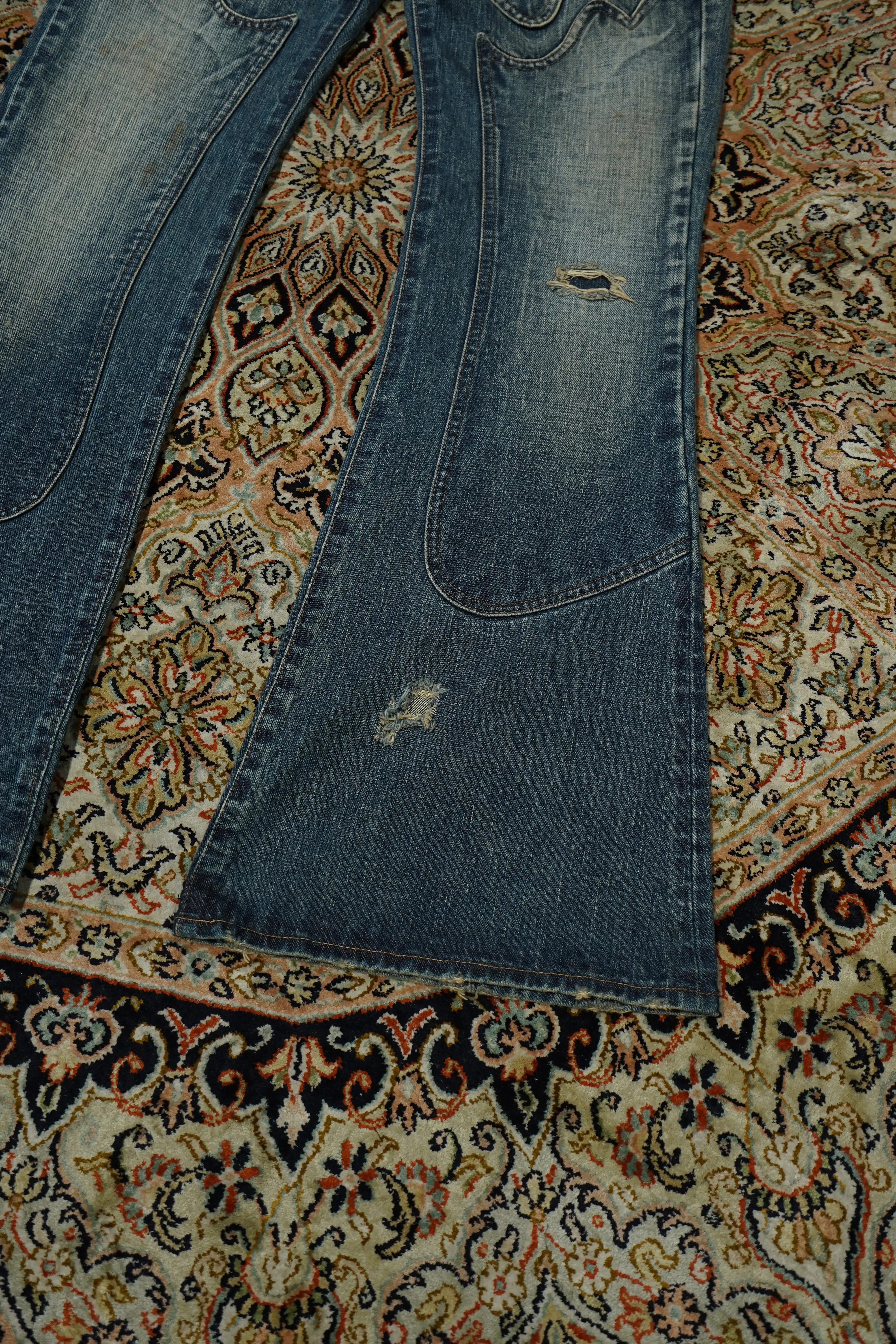 SUGARHILL FADED MODERN WESTERN FLARED TROUSERS (FADED INDIGO)