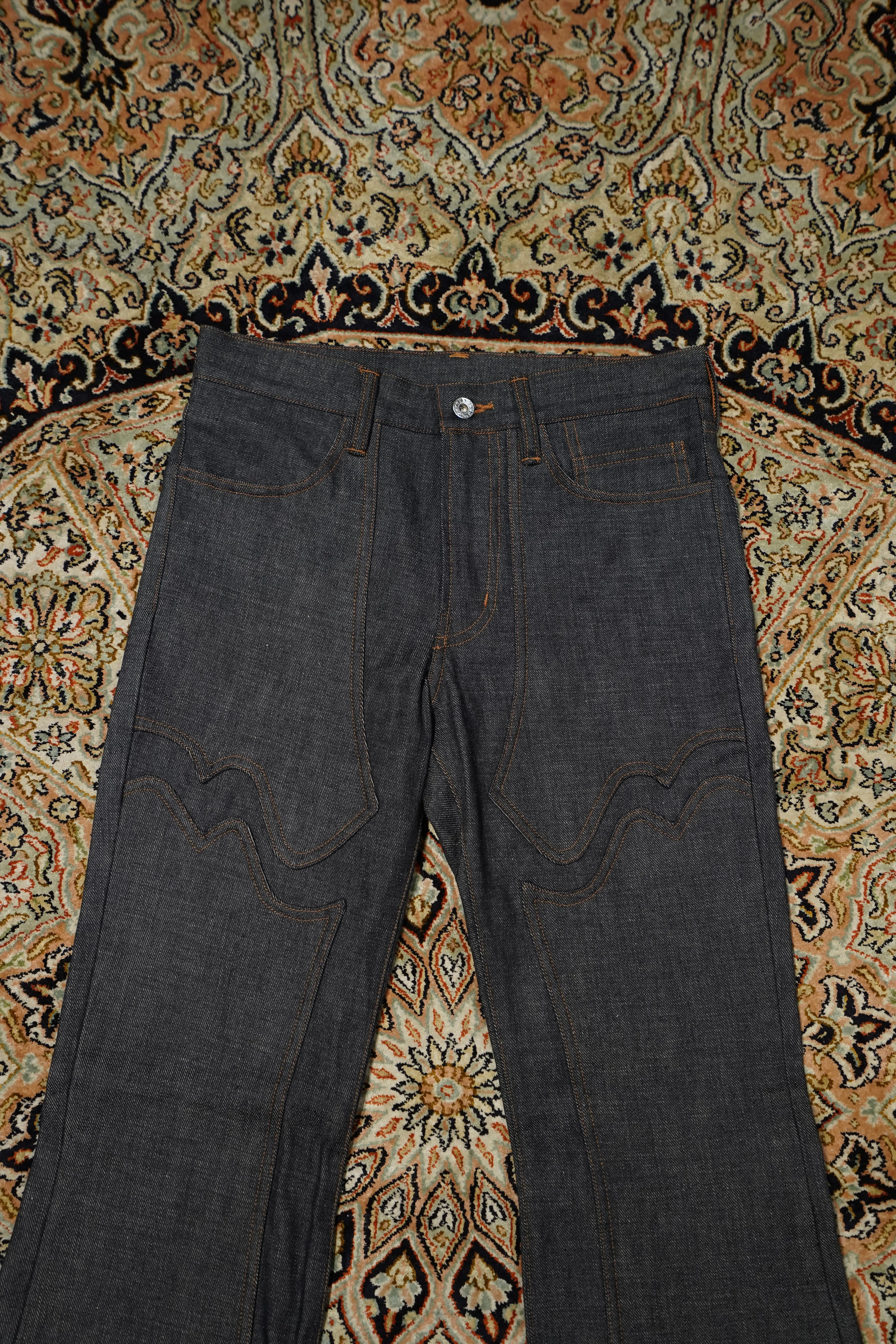 SUGARHILL MODERN WESTERN DENIM FLARED TROUSERS