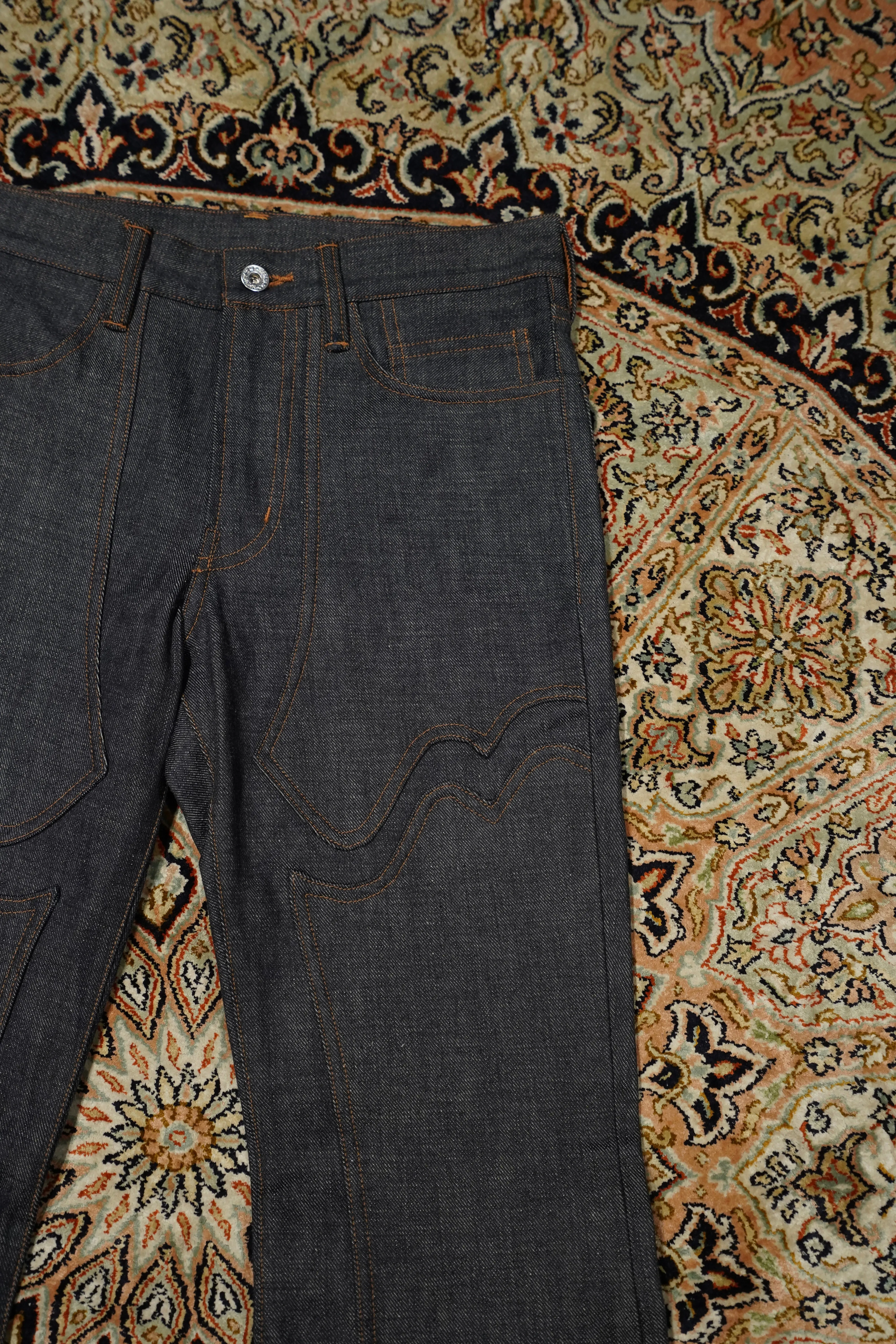 SUGARHILL MODERN WESTERN DENIM FLARED TROUSERS