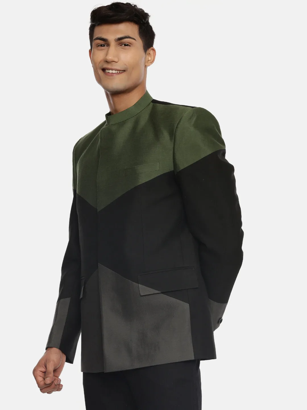 Tri Color Silk Bandhgala - MMJ088