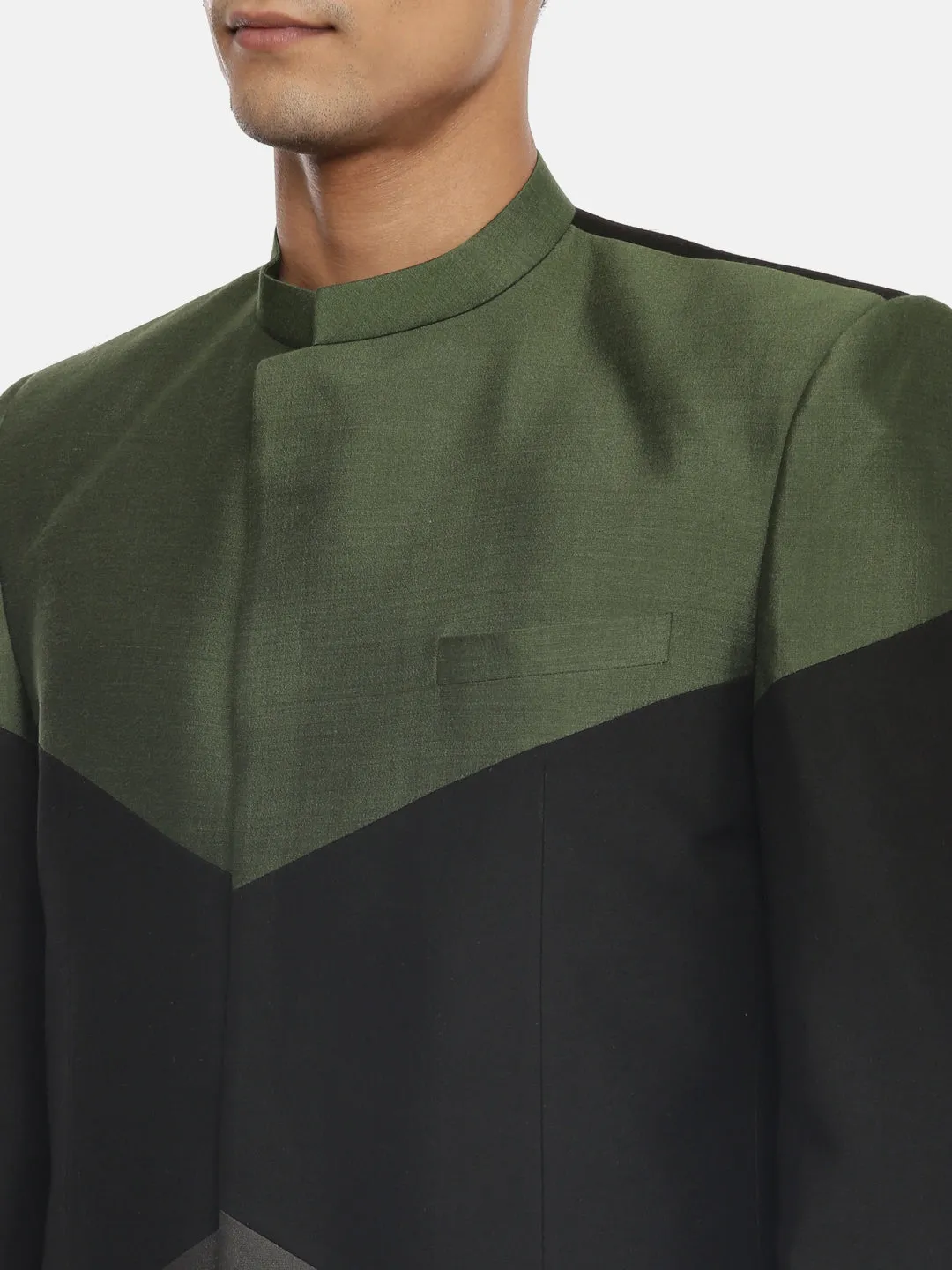 Tri Color Silk Bandhgala - MMJ088