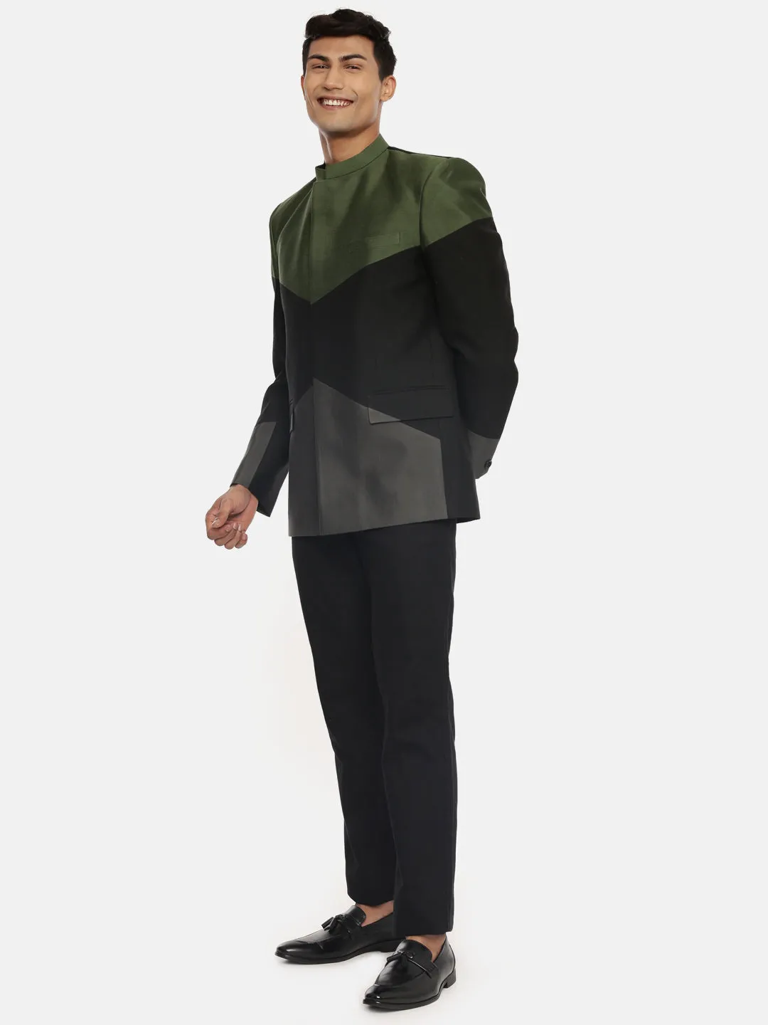 Tri Color Silk Bandhgala - MMJ088