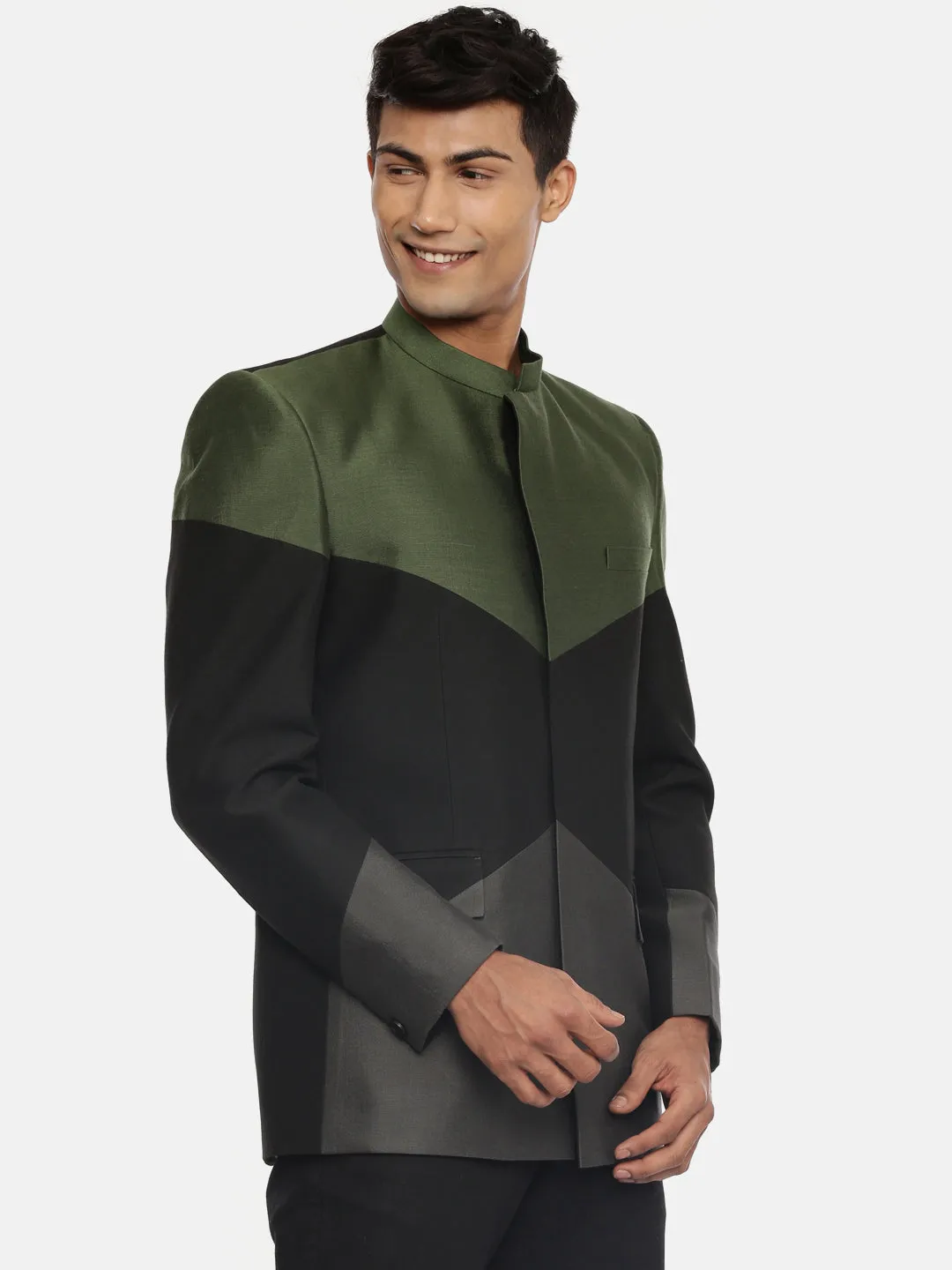 Tri Color Silk Bandhgala - MMJ088