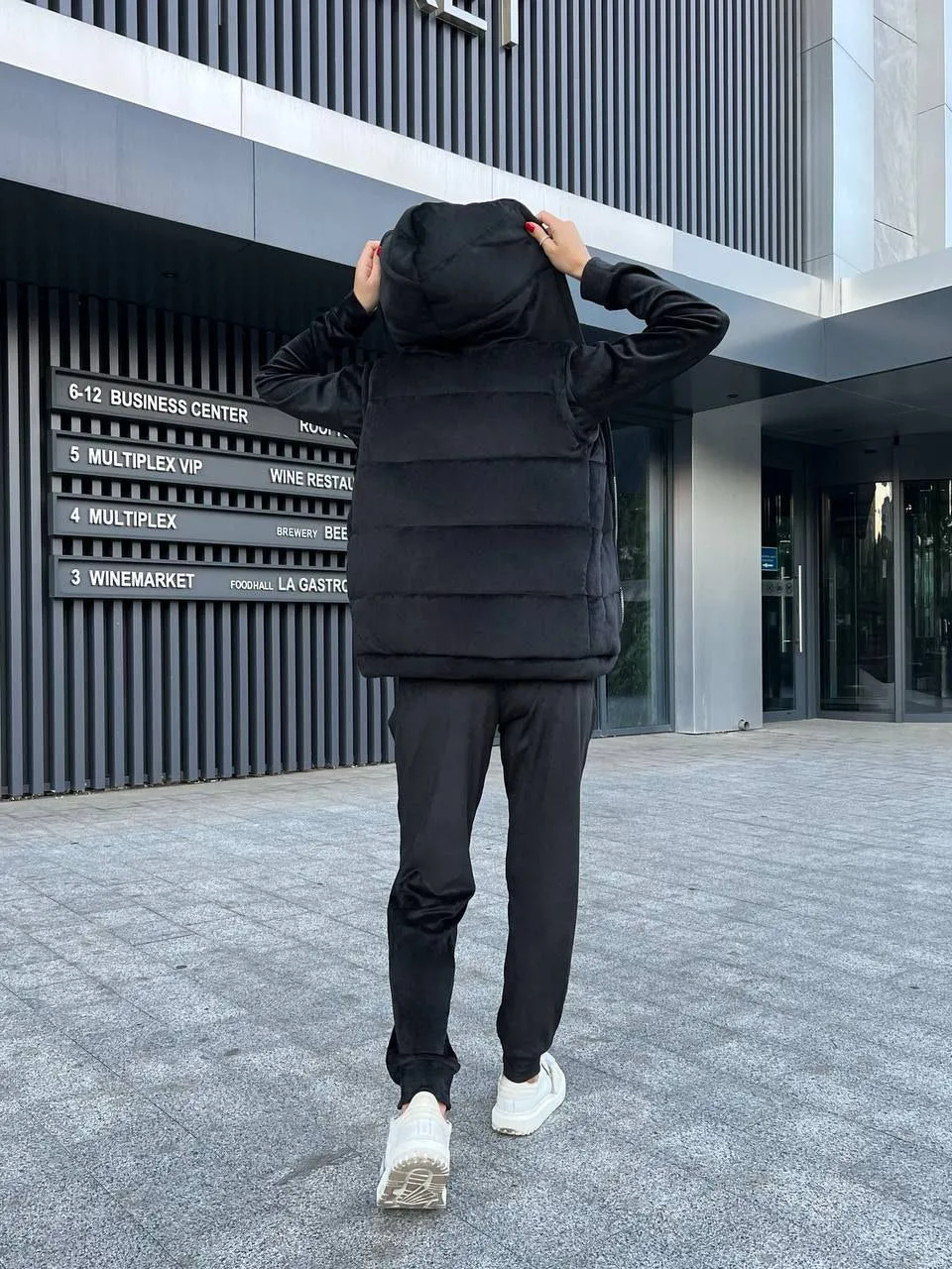 Women's Warm Three Piece Suit Casual Sportswear Black Color