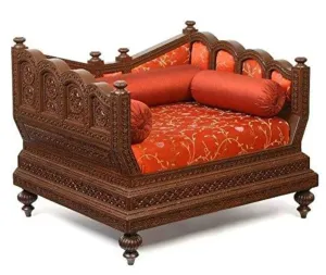 Wooden Handicrafts Hand Carving Royal Sofa Chair (Teak Wood)