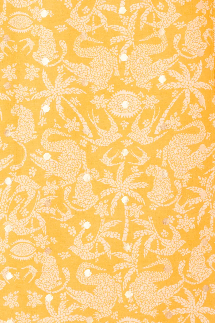 Yellow Cotton Linen Mosaic Jaspre Skirt