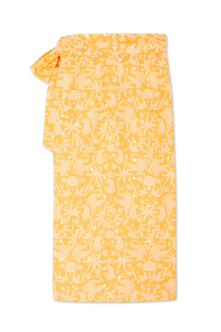Yellow Cotton Linen Mosaic Jaspre Skirt